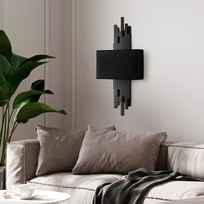 Opviq Axís - 15104 Lámpara de Pared de Metal y Tela Negra